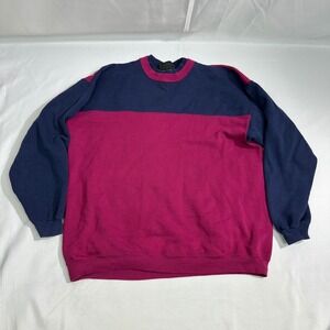 Vintage Hanes Signature Collection Colorblock Sweatshirt XL Magenta Navy